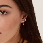 Model wearing the Forma Circle Hoops showcasing their polished finish and minimalist design.