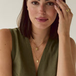 Forma Square Pendant, 14k Solid Gold worn on a model