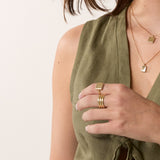 Forma Triple Band, 14k Solid Gold worn on a model