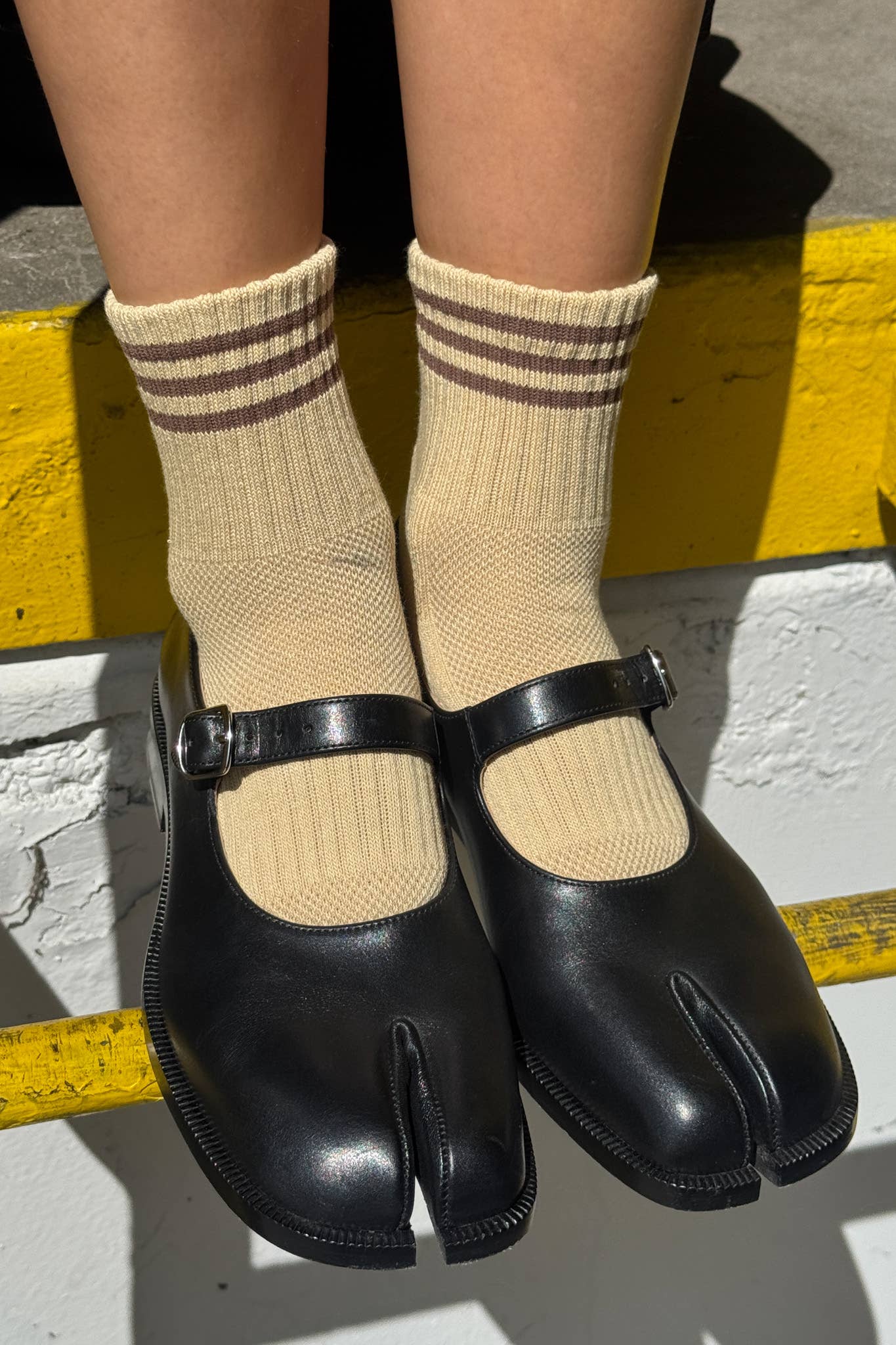 Girlfriend Socks: Daisy worn with black shoes