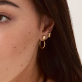 Knife Edge Studs, Solid Gold worn on a model