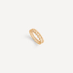 Side view of Maeve 1.5mm round stacking ring gold fill, showing delicate design with Mirabelle Dot Band.