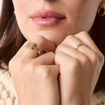 Notch Band, 14k Solid Gold worn on a model