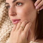 Notch Band, 14k Solid Gold worn on a model