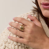 Rectangle Signet Ring, Solid 14k Gold worn on a model