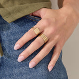 Square Signet Ring, Solid 14k Gold worn on a model