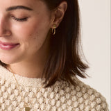 Square Forma Hoops, 14k Solid Gold worn on a model