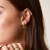 Square Forma Hoops, 14k Solid Gold worn on a model