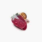 Strawberry Garden Snail Fruit Acetate Hair Claw Clip — angled view
