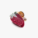 Strawberry Garden Snail Fruit Acetate Hair Claw Clip — angled view