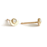 Sunshine Studs, Solid 14k Gold + Natural Diamonds — side view and earring post