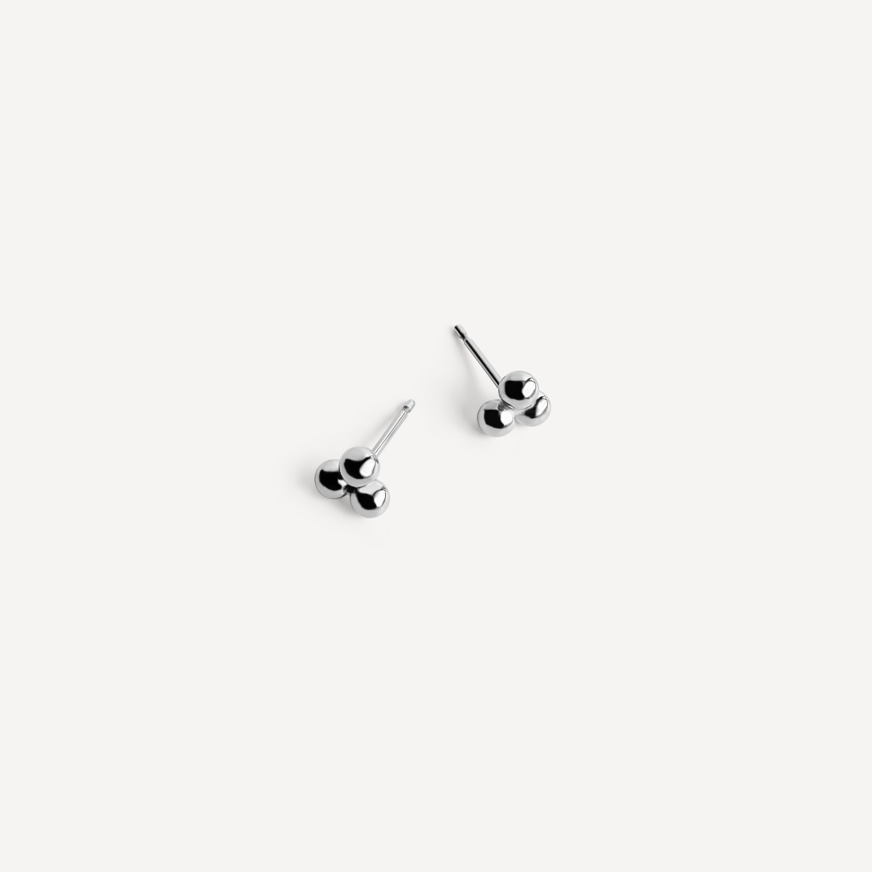 Triple Dot Stud Earrings in recycled sterling silver  handcrafted minimalist jewelry.