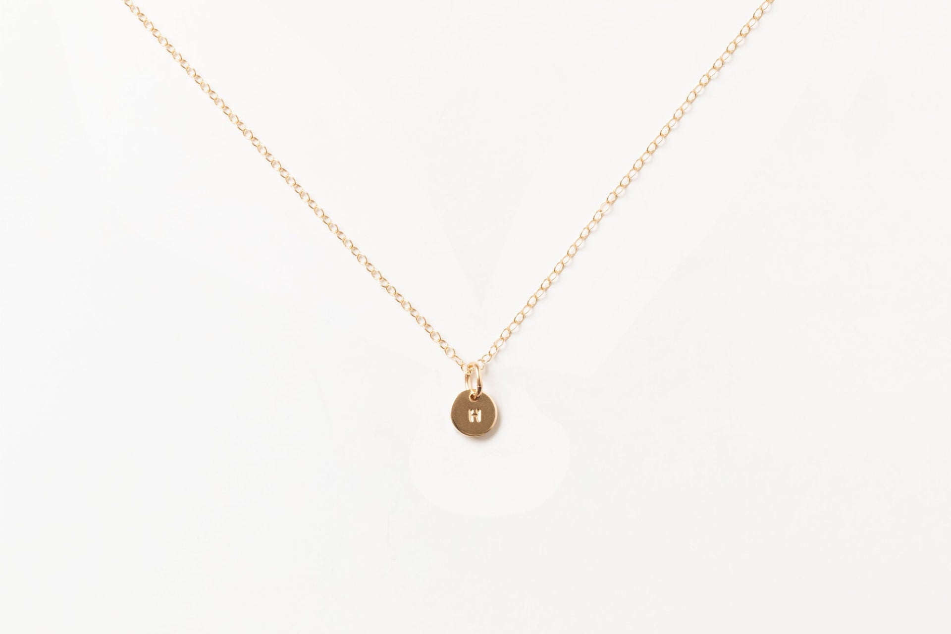 Tiny Letter Necklace Gold Fill