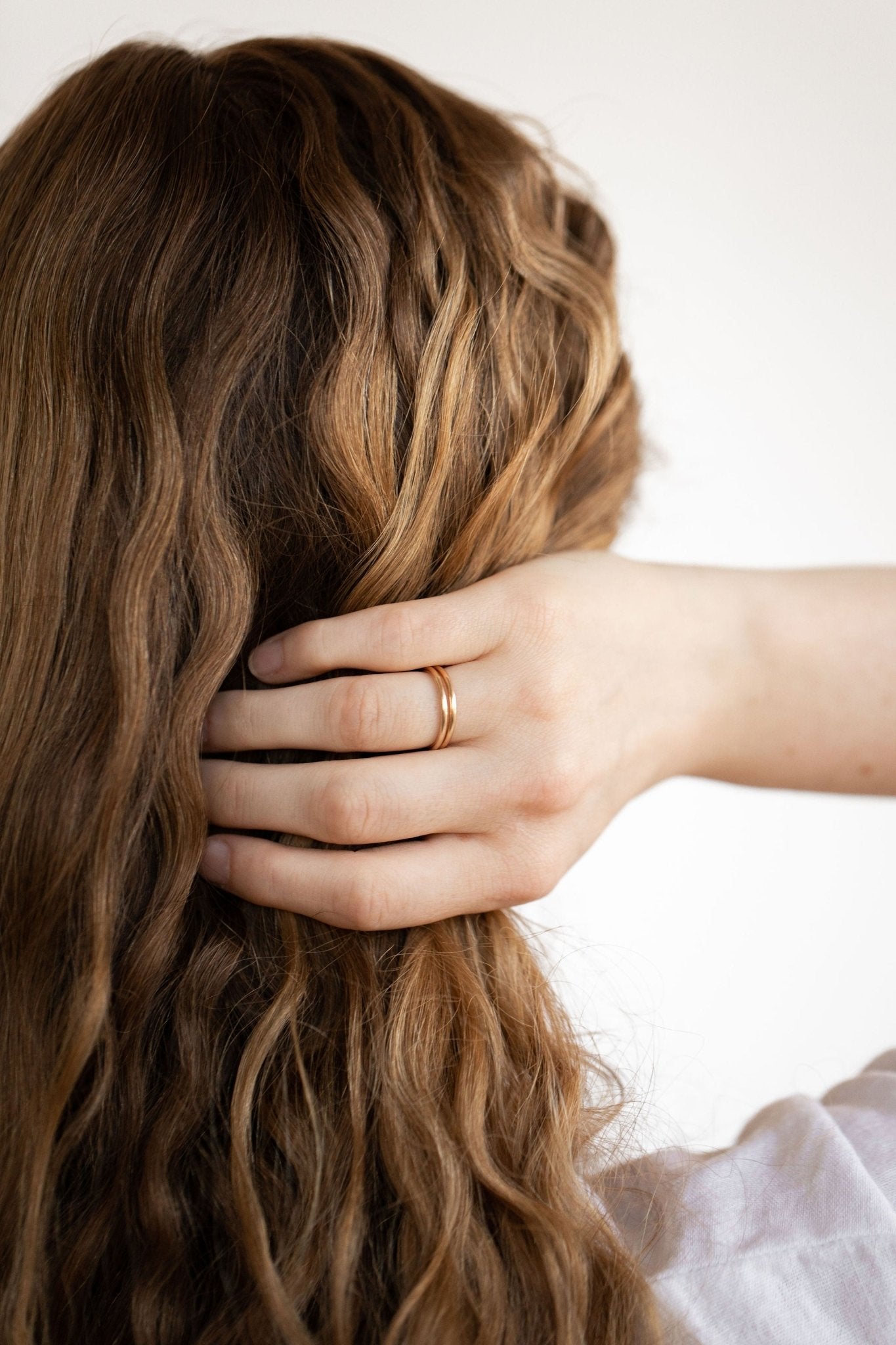 Gold fill Maeve stacking rings stacked together