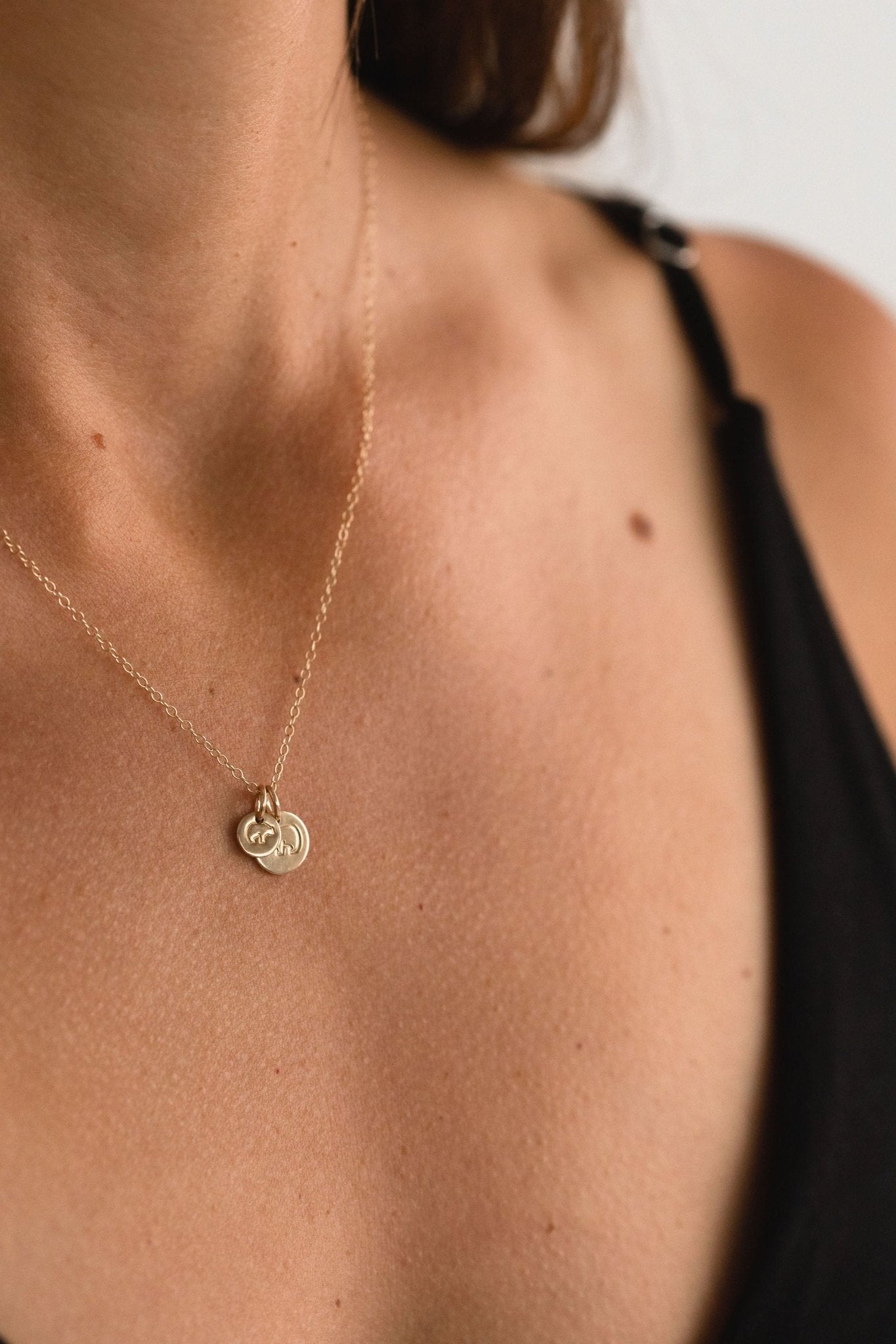 Mama Bear Baby Bear gold fill necklace, perfect for a meaningful gift.
