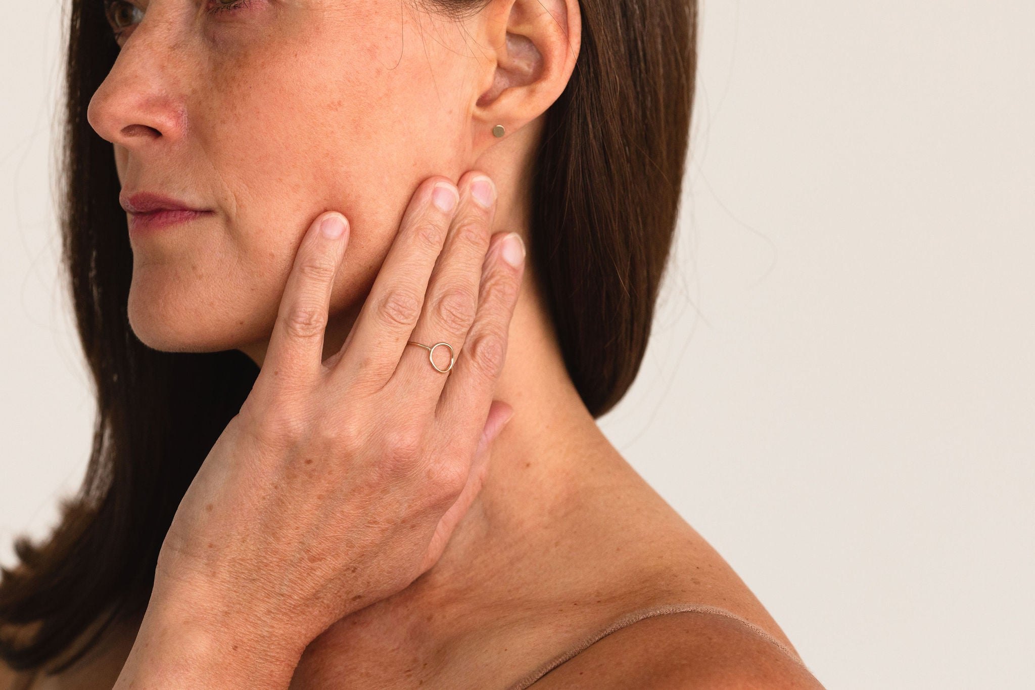 Close-up of the Open Circle Ring being worn, emphasizing its handcrafted simplicity and enduring style.