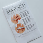 Packaging of multi-size adjustable Ring Sizer with instructions.